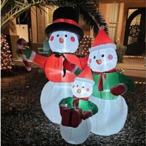 🆕6FT Christmas Inflatable Snowman Family Navidad Blow Up Outdoor Decoration